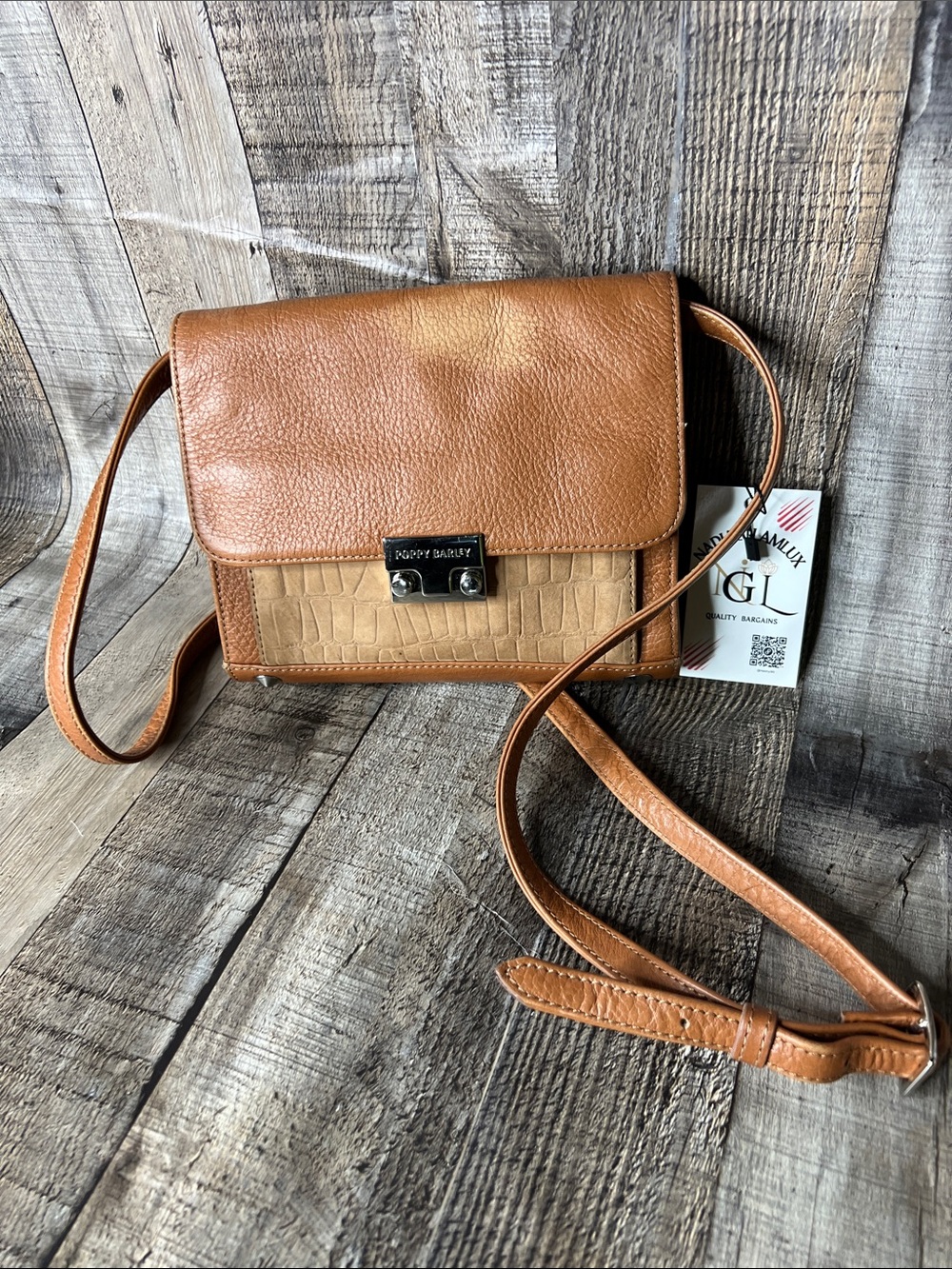 Poppy Barley Small Brown Leather Crossbody Bag